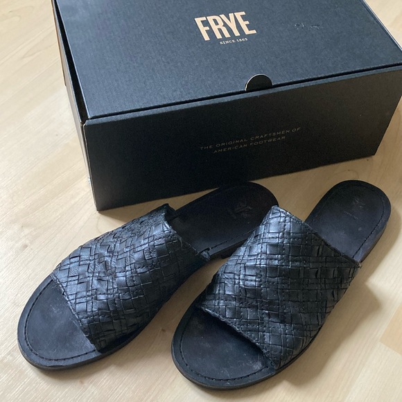 Frye Shoes - NIB! Frye Black Woven Leather Slides sz 11